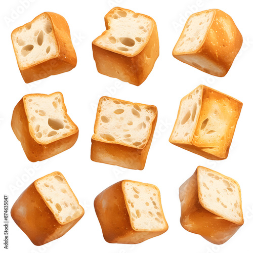 Croutons set, PNG image, isolated white object photo