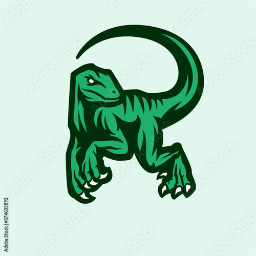 Raptor with R shape modern logo