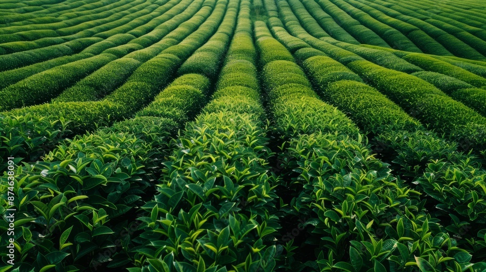 Tea field green plantation agriculture background top leaf farm generative ai Tea field green plantation agriculture background top leaf farm generative ai