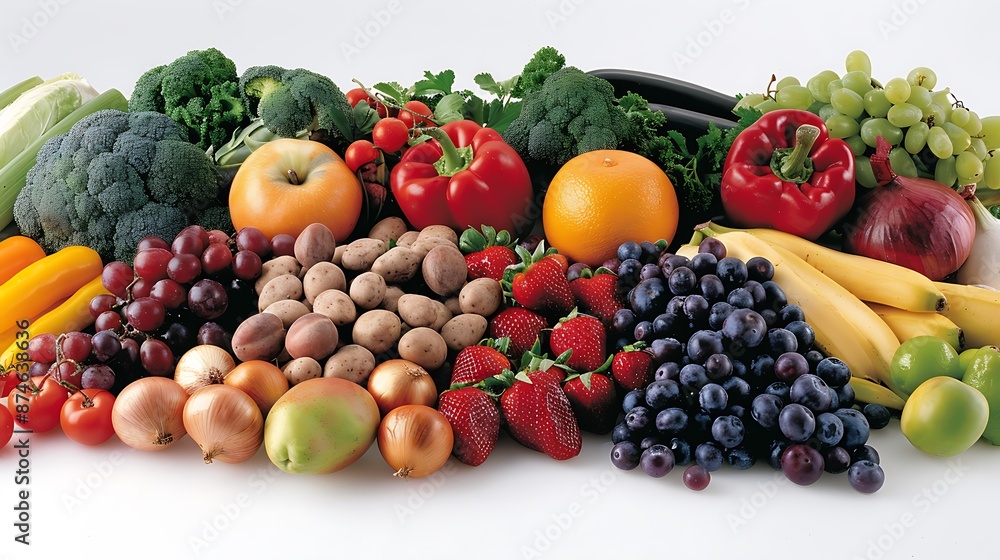 A colorful table overflowing with fresh fruits, vegetables, whole grains, and lean protein, representing a heart-healthy diet. copy space for text, focus cover all adject, deep dept of field, nodust A colorful table overflowing with fresh fruits, vegetables, whole grains, and lean protein, representing a heart-healthy diet. copy space for text, focus cover all adject, deep dept of field, nodust