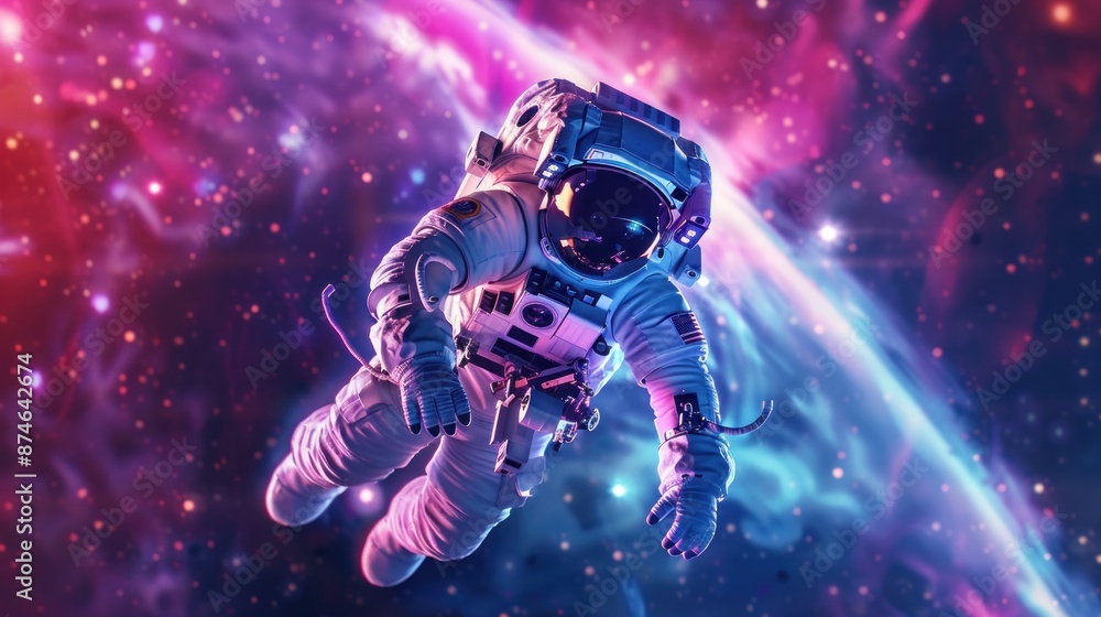An astronaut spaceman in a spacesuit is floating in space An astronaut spaceman in a spacesuit is floating in space