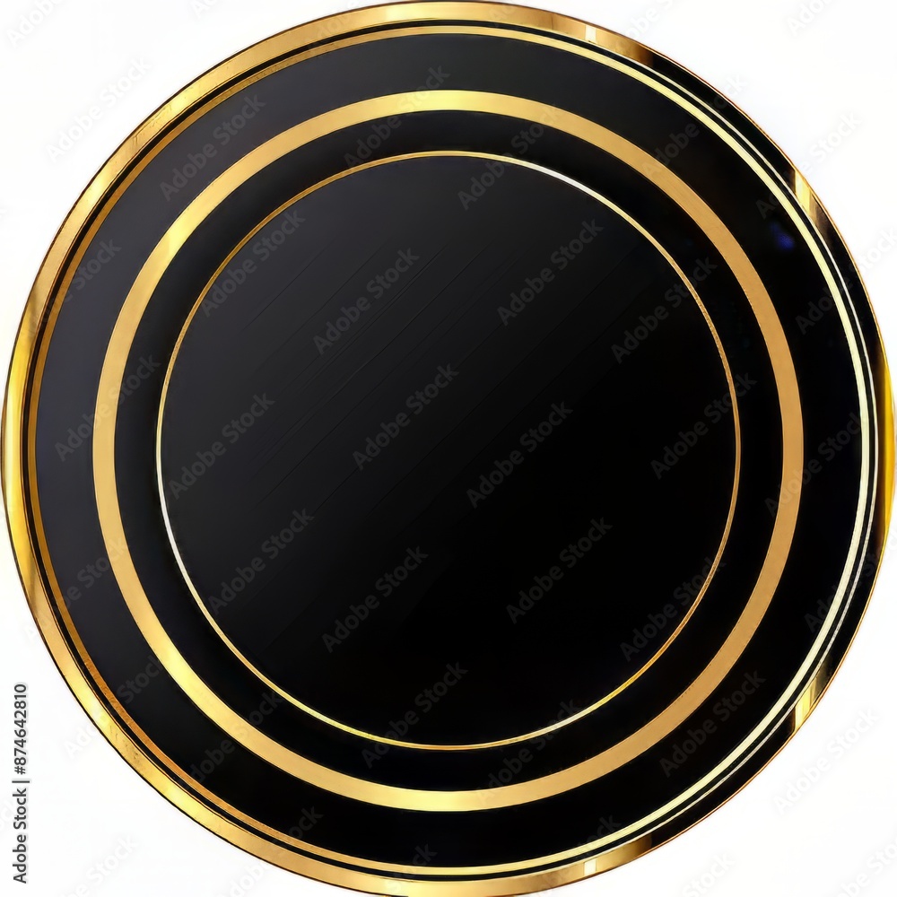 Black and gold luxury shiny metal badge with a golden border Black and gold luxury shiny metal badge with a golden border