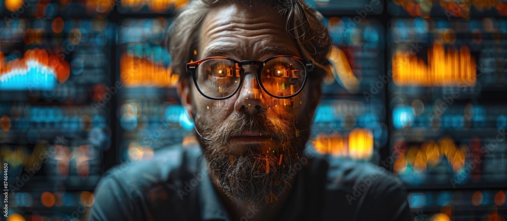 Man with Data Visualization in Glasses Man with Data Visualization in Glasses