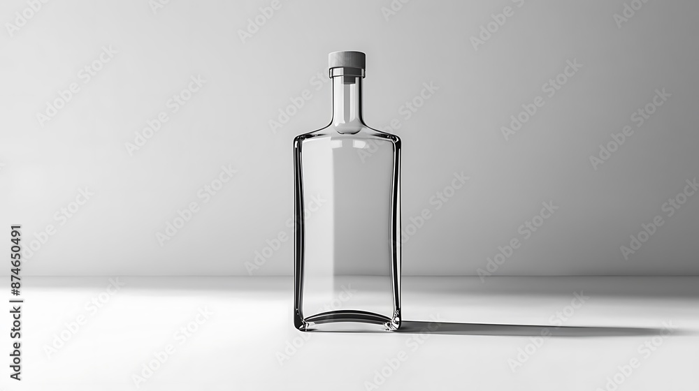 Glass Bottle Mockup on White Background 3D Illustration Glass Bottle Mockup on White Background 3D Illustration