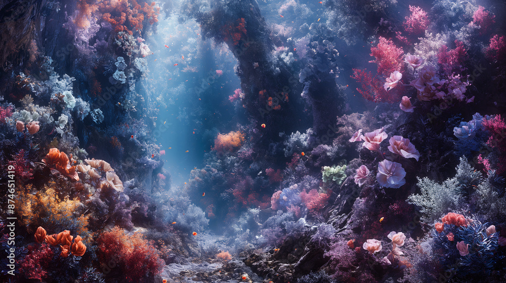Fototapeta premium Neptune's Garden - Underwater garden with a mythological twist
