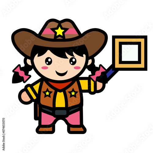 cowboy girl holding directions