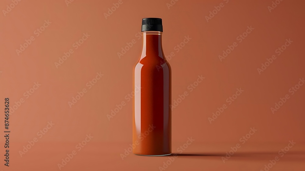 Glass Bottle of Hot Sauce with Black Lid 3D Illustration Glass Bottle of Hot Sauce with Black Lid 3D Illustration