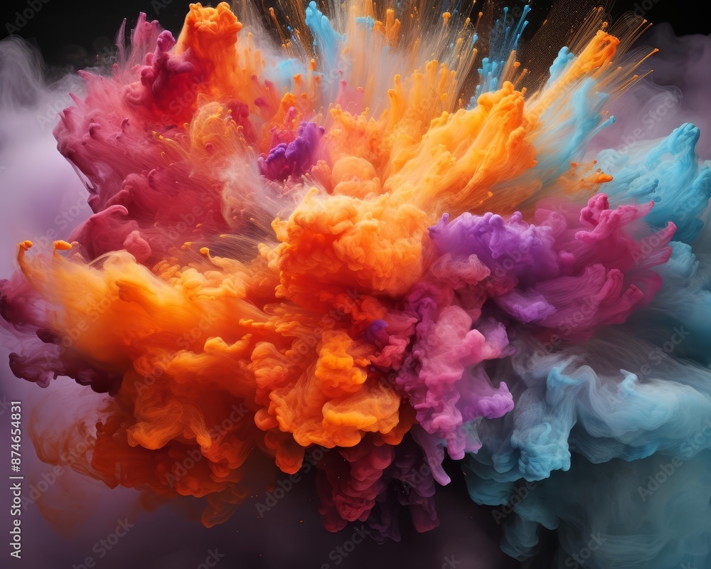 Fototapeta premium An explosion of colorful powder, captured in a moment of dynamic motion