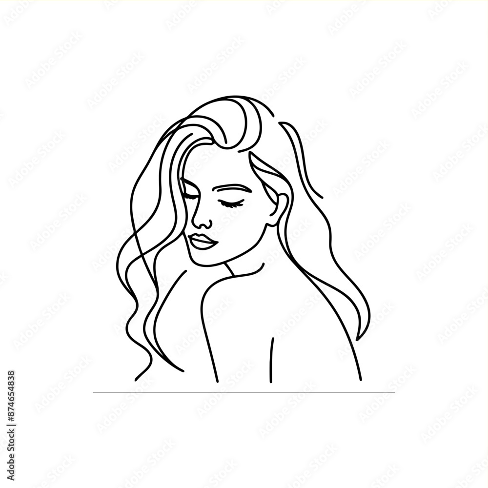 one line art mono line girl with long hair one line art mono line girl with long hair