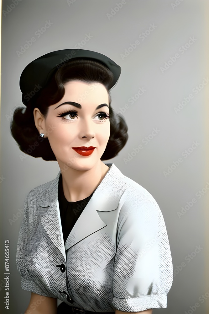 a portrait image of a stylish young woman from the 1950s, beautiful, vintage, antique, retro, old, Classic, Timeless, Fashionable, Elegant, Sophisticated, Glamorous, Chic, Hairdo, Dress, a portrait image of a stylish young woman from the 1950s, beautiful, vintage, antique, retro, old, Classic, Timeless, Fashionable, Elegant, Sophisticated, Glamorous, Chic, Hairdo, Dress,