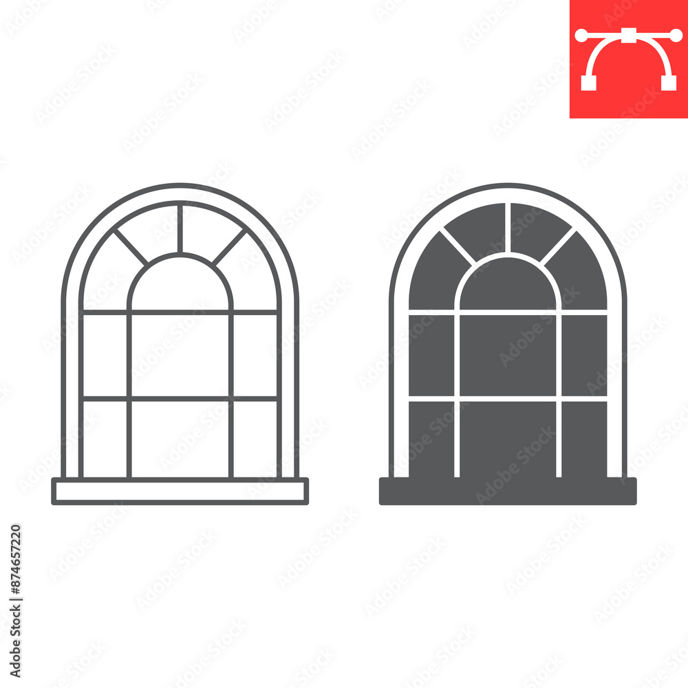 Window line and glyph icon, interior and home decor, window vector icon, vector graphics, editable stroke outline sign, eps 10. Window line and glyph icon, interior and home decor, window vector icon, vector graphics, editable stroke outline sign, eps 10.