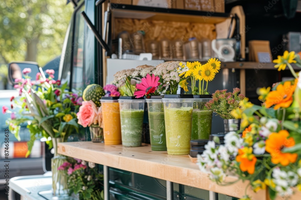 Colorful Smoothie Bar on a Food Truck Colorful Smoothie Bar on a Food Truck