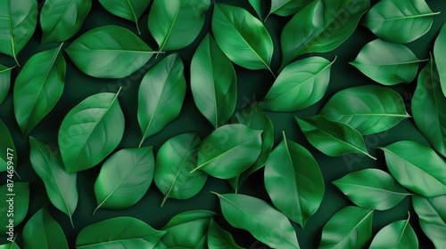 A beautiful pattern of lush green leaves creating a vibrant and natural background. Perfect for nature-themed designs and projects. © Autaporn