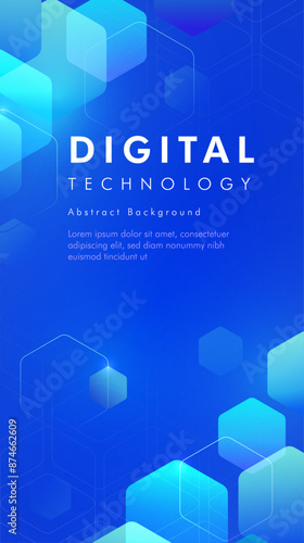Blue Digital technology abstract vertical banner background