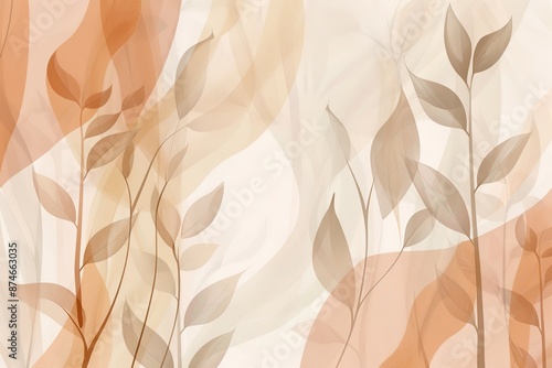 A painting of leaves with a brown background