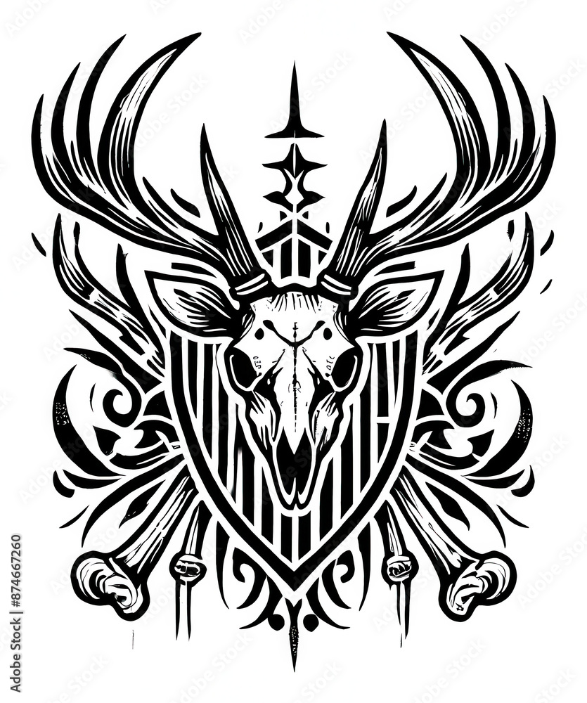 TRIBAL TATOO トライバル タトゥ 刺青 和柄 鹿 deer マーコール MARKHOOR Hunting Trophy ハンティング トロフィー TRIBAL TATOO トライバル タトゥ 刺青 和柄 鹿 deer マーコール MARKHOOR Hunting Trophy ハンティング トロフィー