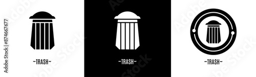 Trash logo set. Collection of black and white logos. Stock vector. © Hafifah