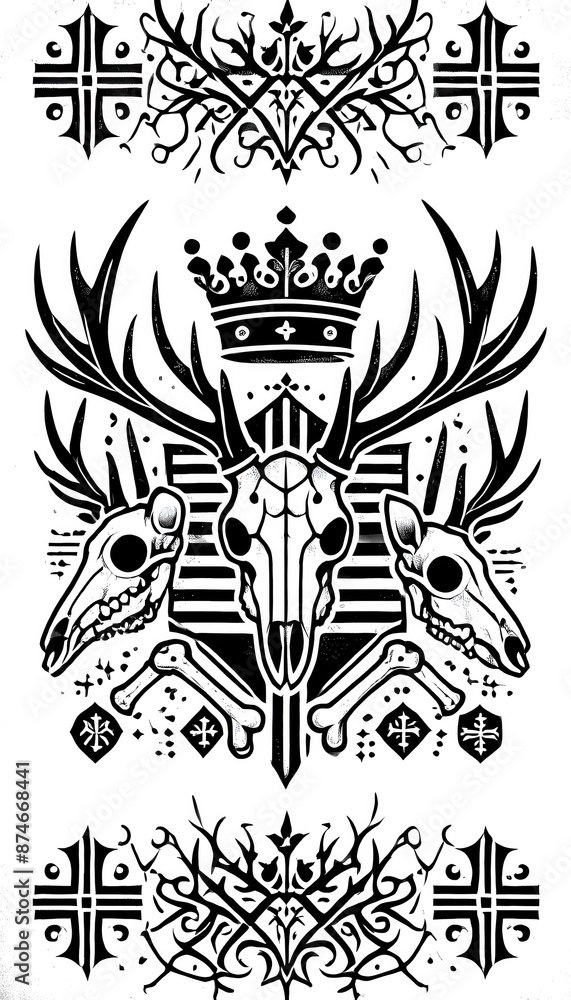 TRIBAL TATOO トライバル タトゥ 刺青 和柄 鹿 deer マーコール MARKHOOR Hunting Trophy ハンティング トロフィー TRIBAL TATOO トライバル タトゥ 刺青 和柄 鹿 deer マーコール MARKHOOR Hunting Trophy ハンティング トロフィー