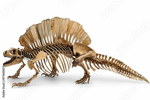 Dimetrodon skeleton, isolated on white