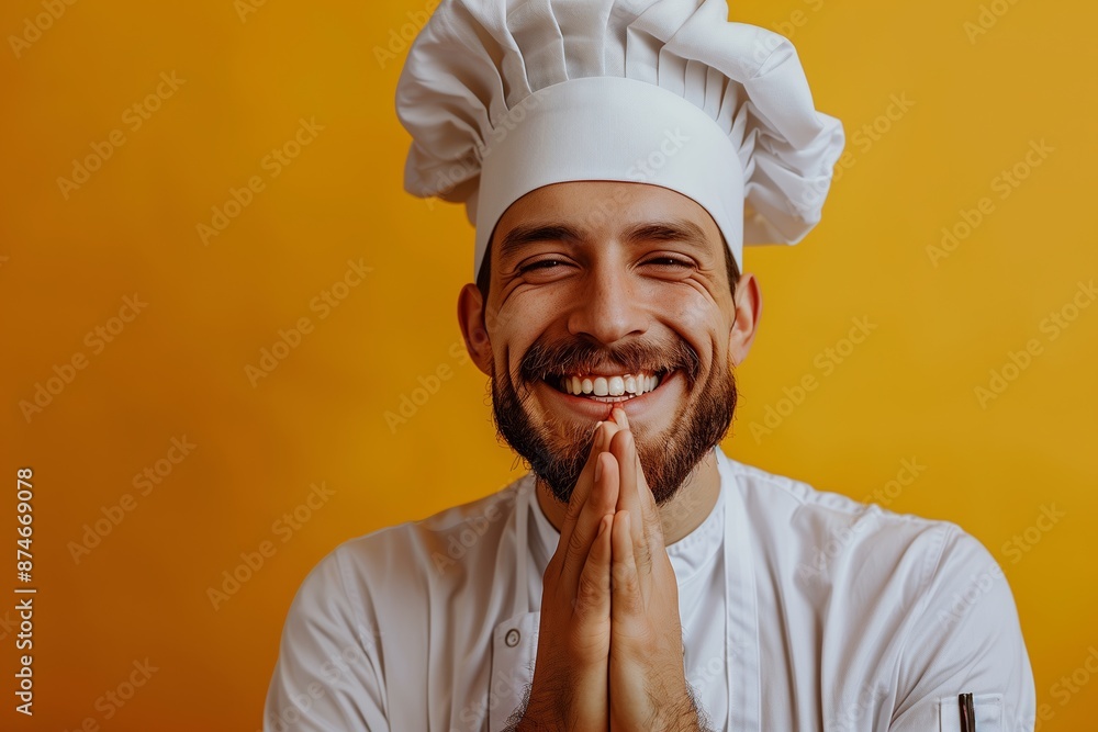 Satisfied Chef Tasting Food in Kitchen Setting Satisfied Chef Tasting Food in Kitchen Setting