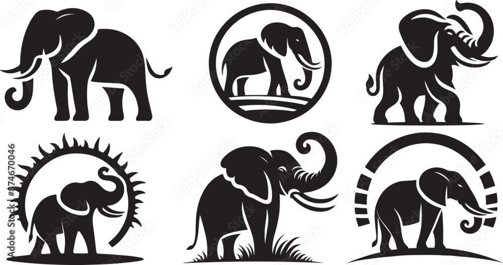 Obraz premium Elephant silhouette vector art illustration
