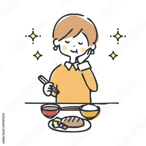 食事する女性
