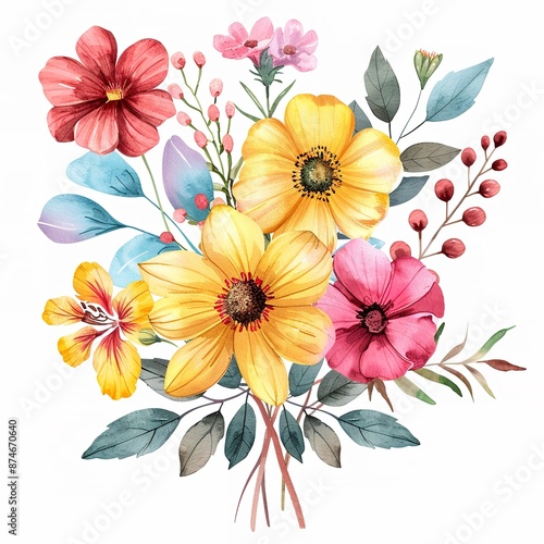 flower wedding floral design watercolor spring summer illustration vintage nature decorative romantic