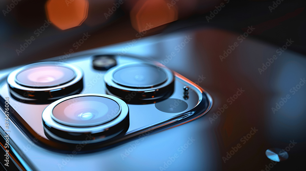 Close-up of advanced smartphone camera lenses, Detailed view of modern mobile camera technology Close-up of advanced smartphone camera lenses, Detailed view of modern mobile camera technology