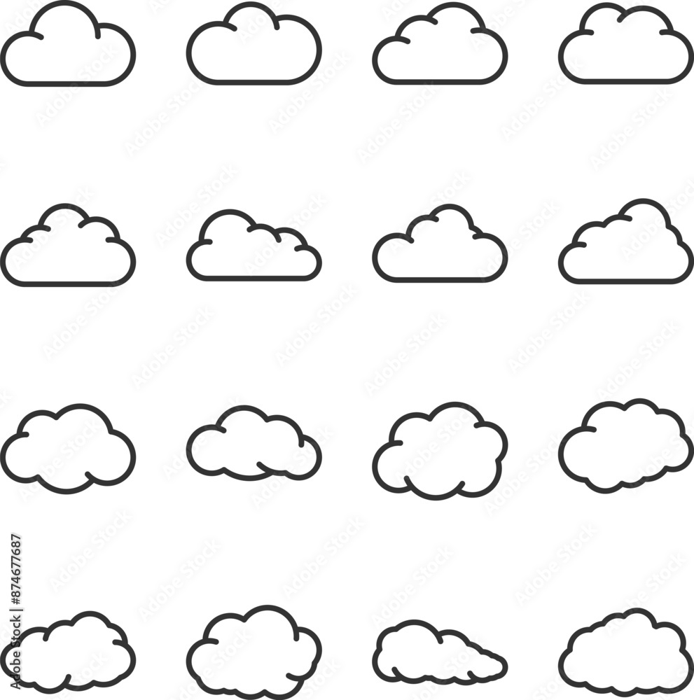 Clouds Weather Icon Set. Simple clouds shape vector illustration. Clouds Weather Icon Set. Simple clouds shape vector illustration.