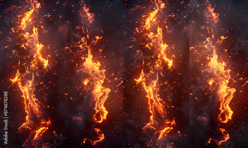 fire spark burn on dark background