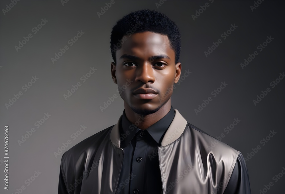 Fototapeta premium Black man in suit on clean background