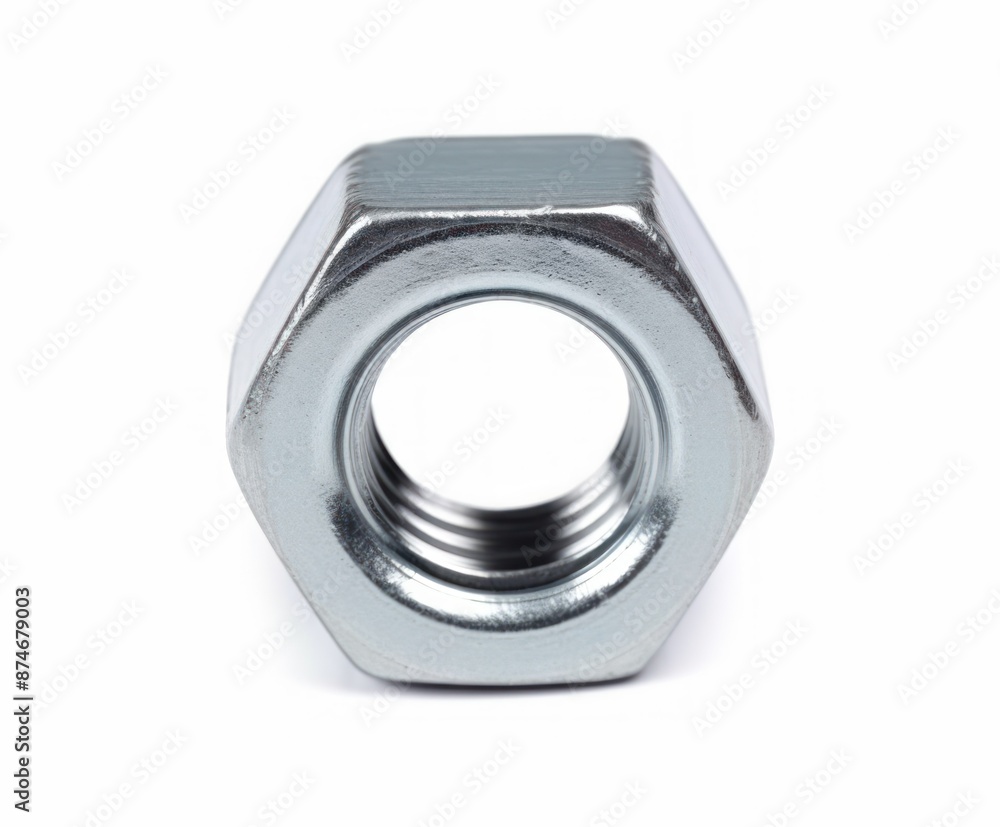 Close-Up of a Metal Hex Nut Isolated on White Close-Up of a Metal Hex Nut Isolated on White