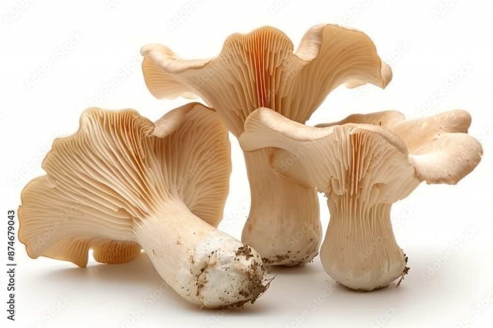 Fresh Chanterelle Mushrooms on White Fresh Chanterelle Mushrooms on White