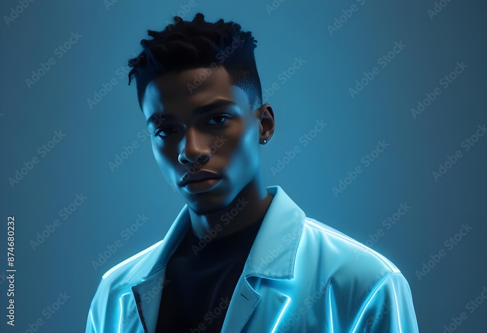 Fototapeta premium Black man in suit on clean background