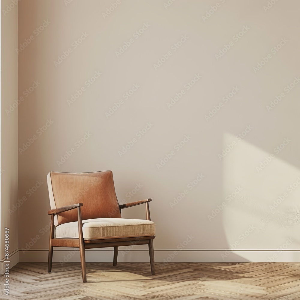 chair in a room in front of the empty wall chair in a room in front of the empty wall