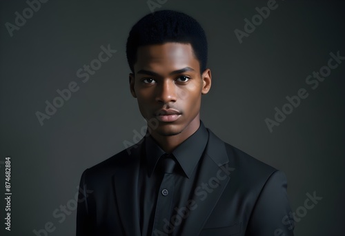 Black man in suit on clean background © 月 明