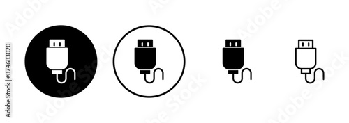 Usb icon vector isolated on white background. Flash disk icon vector