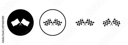 Race flag icon vector isolated on white background. Competition sport flag line vector icon. Racing flag. Start finish flag. Checkered. Start