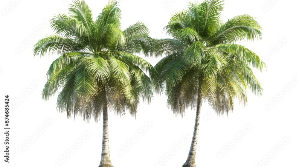 Fototapeta premium Big tropical palm tree on white background