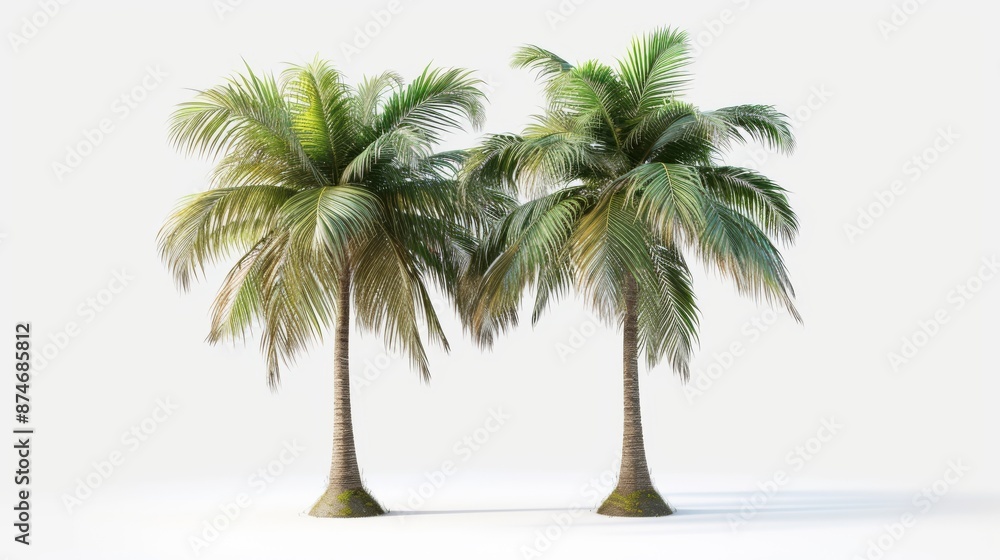 Obraz premium Big tropical palm tree on white background