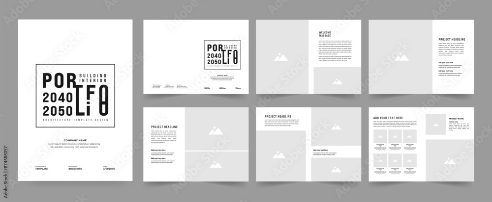 Architects Portfolio Booklet template, Black and White Portfolio Layout Architects Portfolio Booklet template, Black and White Portfolio Layout