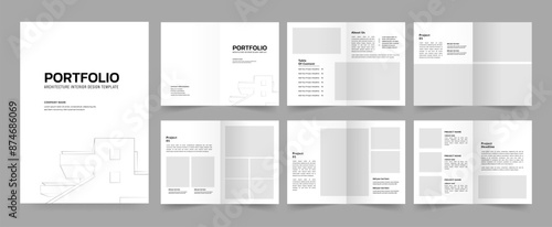 Portfolio Layout Architecture Portfolio Interior Brochure Design Vector Illustration