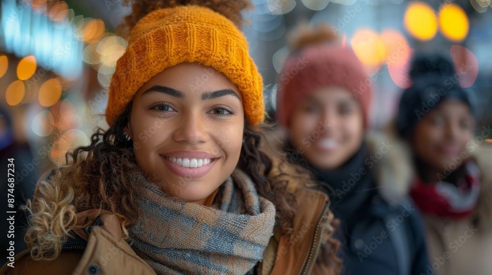 Portrait of a Smiling Woman in a Winter Hat - Generative AI Portrait of a Smiling Woman in a Winter Hat - Generative AI