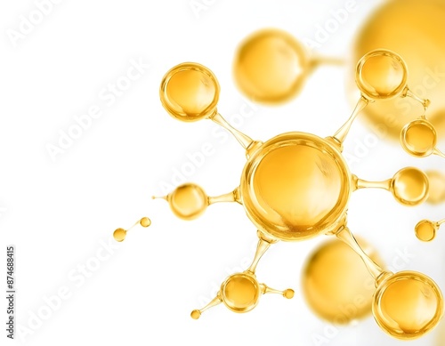 Gold oil molecules,Beauty science skincare molecular concept