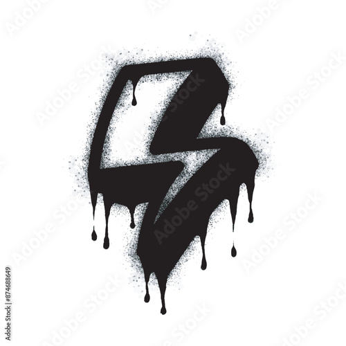 Spray Painted Graffiti electric lightning bolt symbol Sprayed isolated with a white background. graffiti electric lightning bolt icon with over spray in black over white. Vector