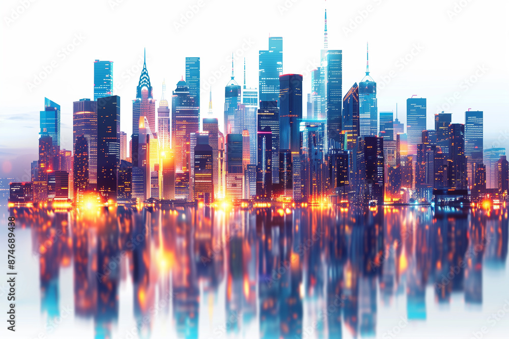 A modern city with shining forex charts isolated on a transparent background
A modern city with shining forex charts isolated on a transparent background