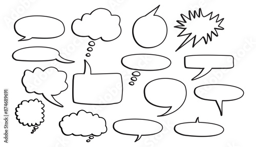 Set of speech bubbles and shapes for comic sound effects. Vector illustration