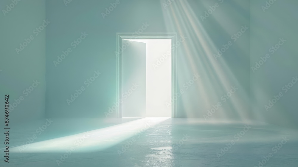 The concept of curiosity represented by an open door leading to the unknown The concept of curiosity represented by an open door leading to the unknown