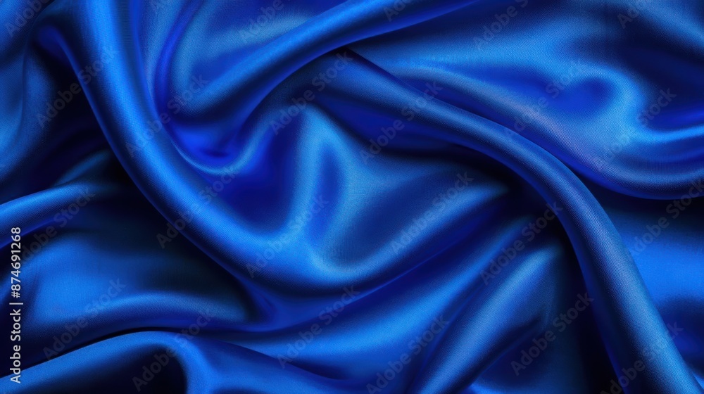 Fototapeta premium A luxurious silk fabric texture in rich, royal blue with a subtle sheen