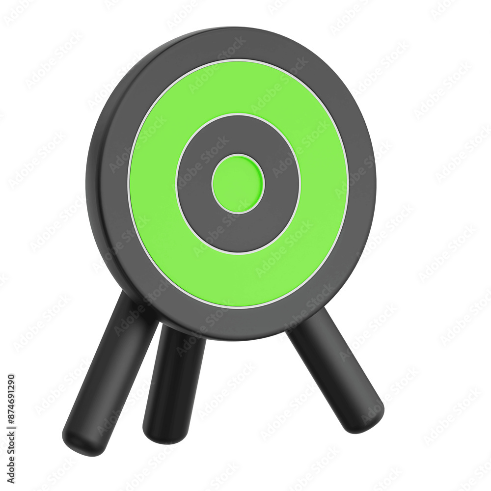 3D Rendering Black and Green Archery Target Illustration 3D Rendering Black and Green Archery Target Illustration